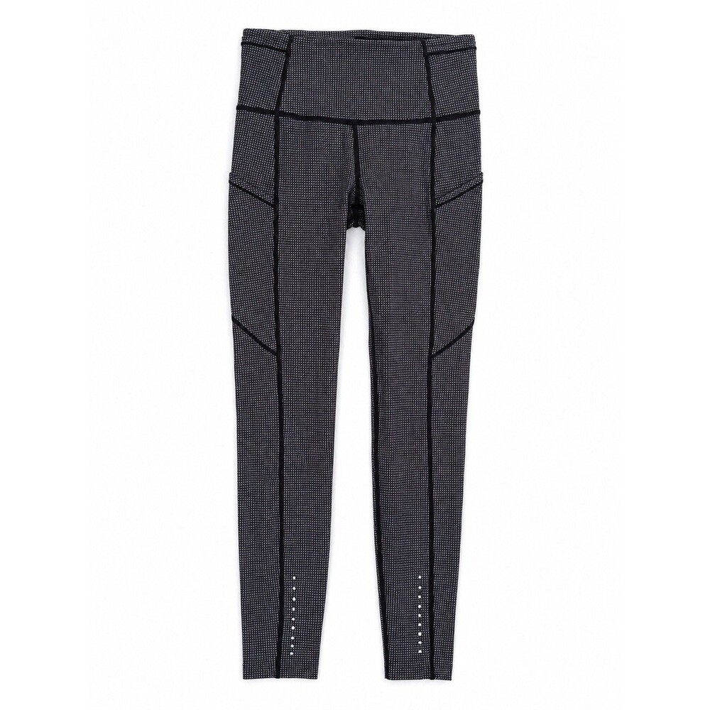 Lululemon Tight Stuff Tight II Leggings 4 Black White Static Wave Reflective